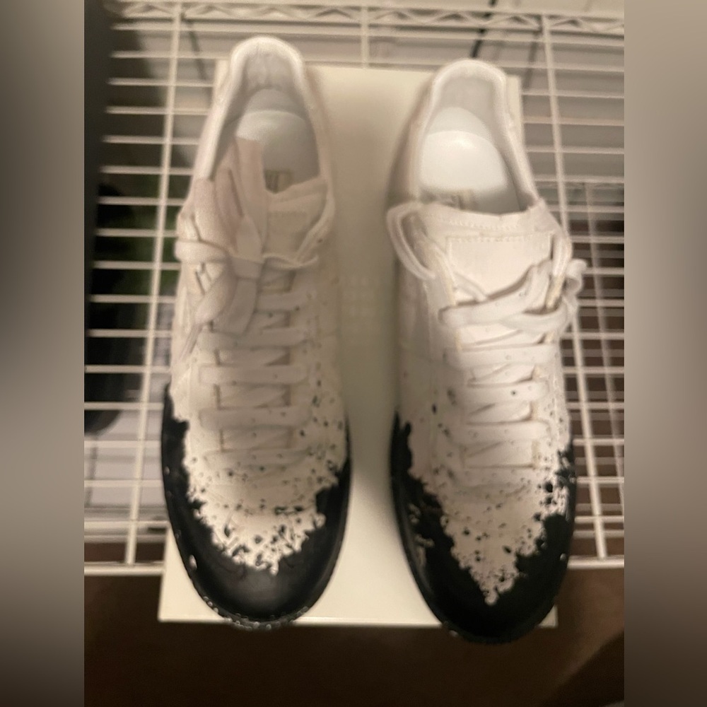 Maison Margiela Black and White Paint Sneakers